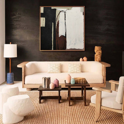 Contemporary Black and Brown Abstract Oil Painting for Modern Decor