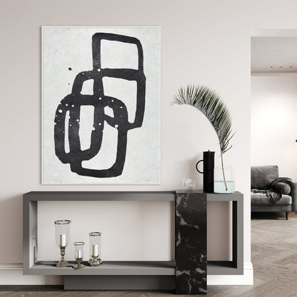 Abstract Black and White Shapes - Modern Oil Painting for Contemporary Decor