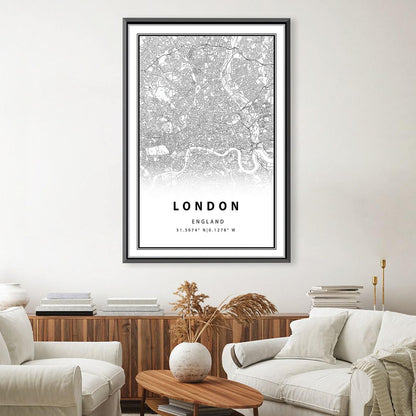 Stylish London White Map Oil Painting for Modern Home Decor