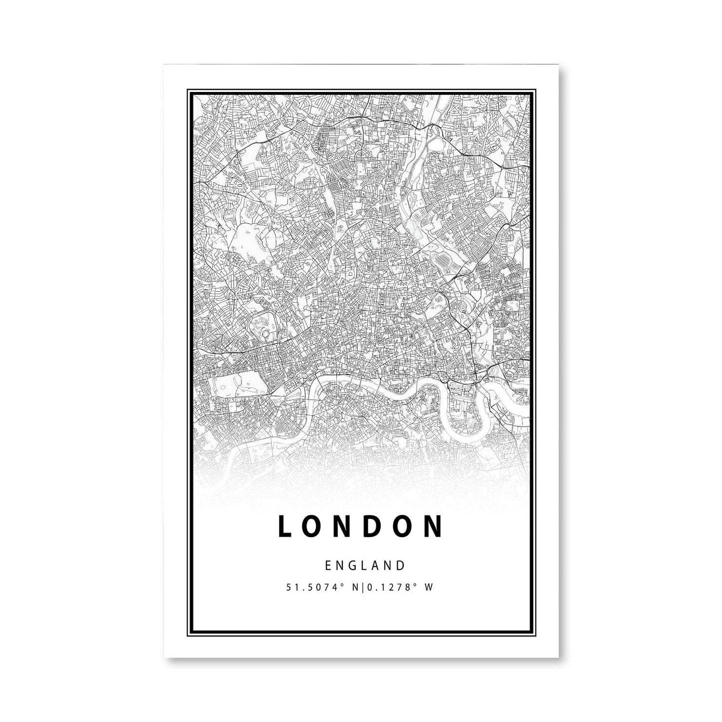 Stylish London White Map Oil Painting for Modern Home Decor