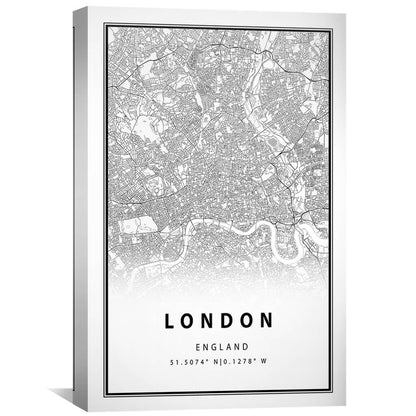 Stylish London White Map Oil Painting for Modern Home Decor