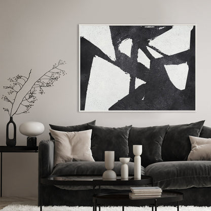 Abstract Black and White Oil Painting for Modern Home Decor