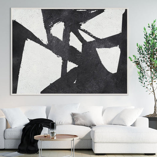 Abstract Black and White Oil Painting for Modern Home Decor