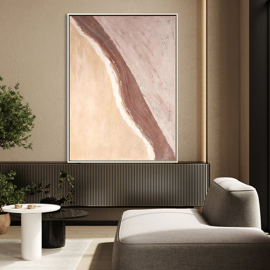 Abstract Landscape Oil Painting - Warm Earthy Tones for Modern Home Decor