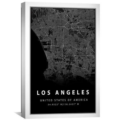 Los Angeles Minimalist Black Canvas Wall Art - Modern City Decor