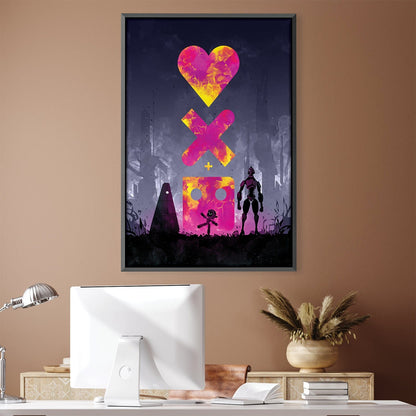 Vibrant Love and Robots Abstract Oil Painting for Modern Decor