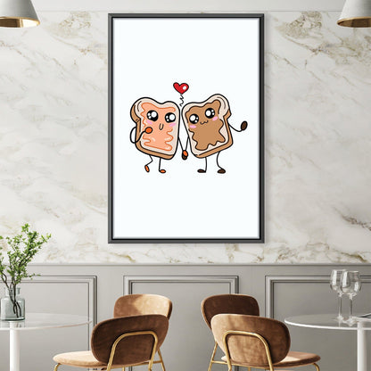 Whimsical Love Sandwich Art | Cute Couple Oil Painting Decor for Home or Kitchen