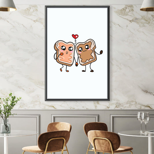 Whimsical Love Sandwich Art | Cute Couple Oil Painting Decor for Home or Kitchen