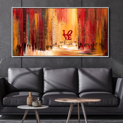 New York Love Abstract Oil Painting - Colorful Modern Canvas Wall Art