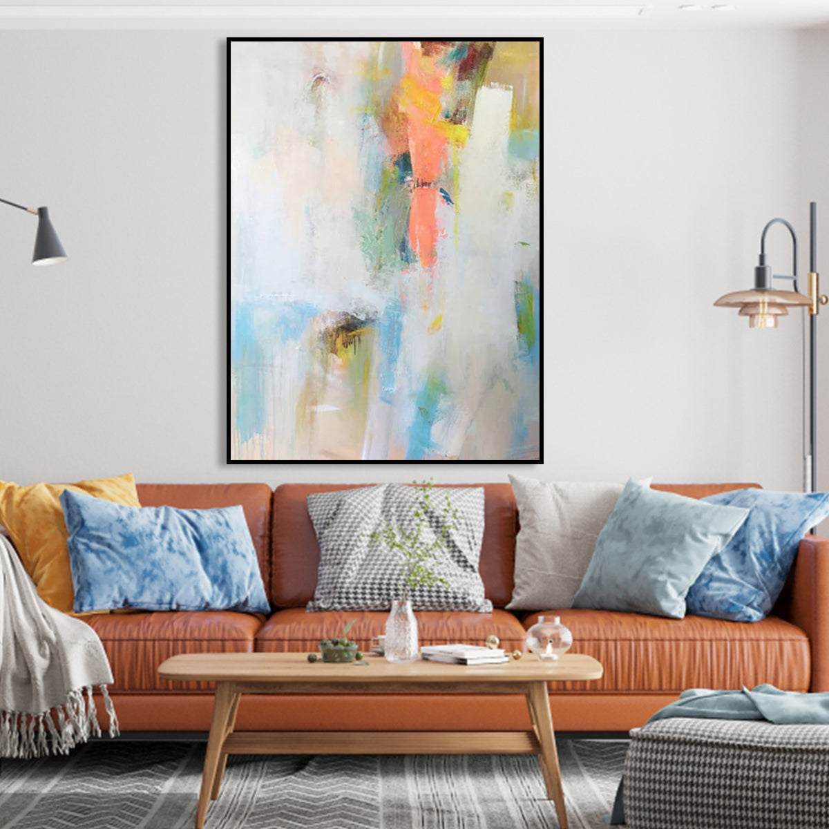 Romantic Abstract Oil Painting | Colorful Love-Inspired Art for Home Decor