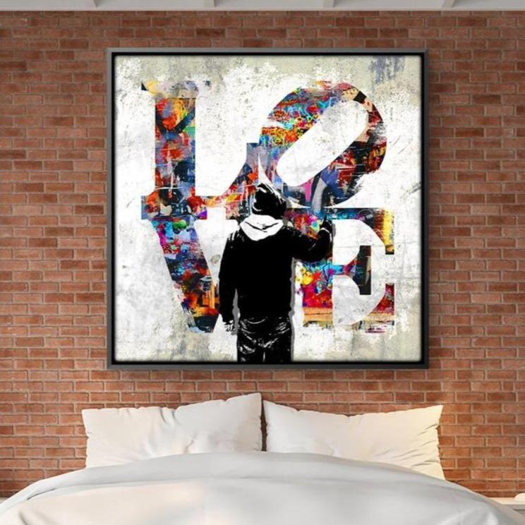 Vibrant Love Graffiti Art - Colorful Canvas Painting for Modern Home Decor