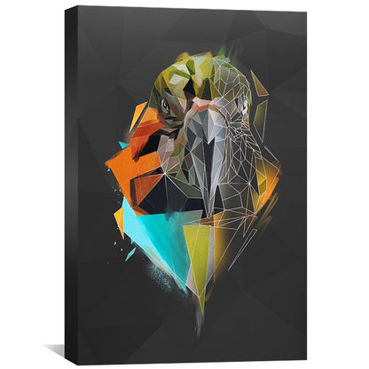 Geometric Bird Art on Dark Canvas - Modern Oil Painting for Stylish Decor