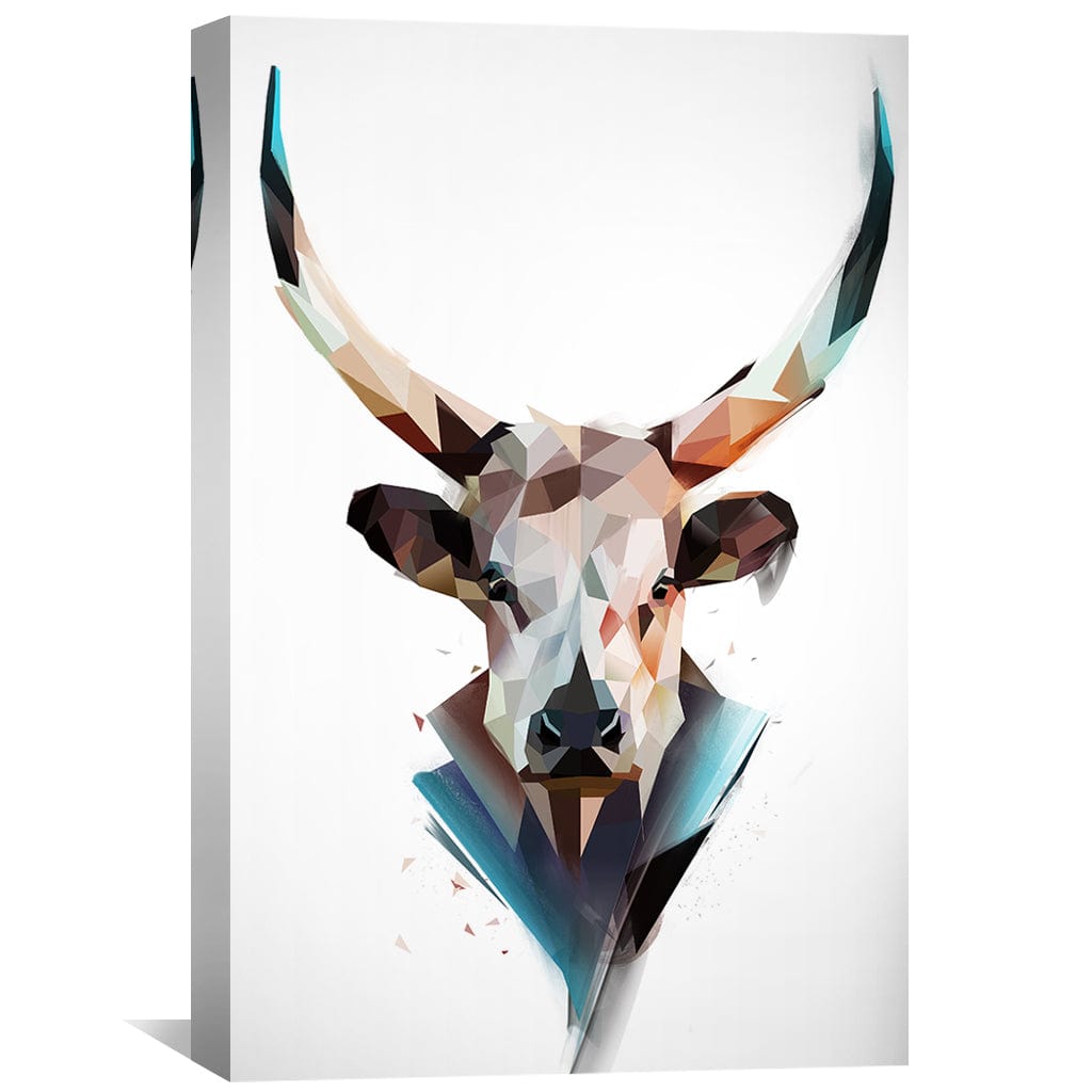 Geometric Bull Head Oil Painting for Modern Home Decor