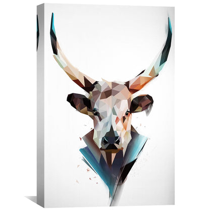 Geometric Bull Head Oil Painting for Modern Home Decor