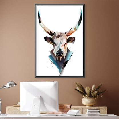 Geometric Bull Head Oil Painting for Modern Home Decor