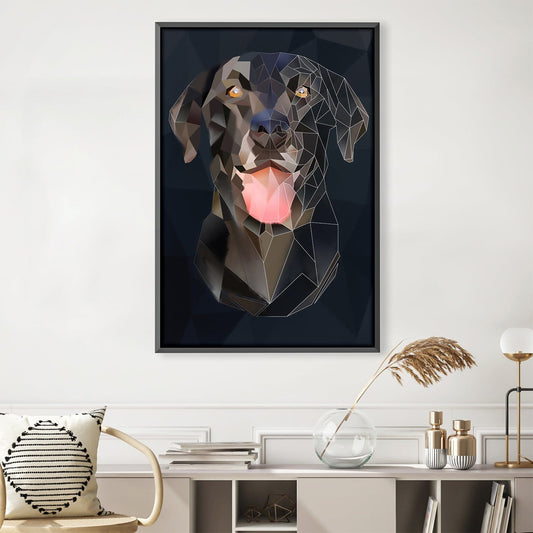 Geometric Dog Portrait on Dark Canvas - Modern Art for Dog Lovers