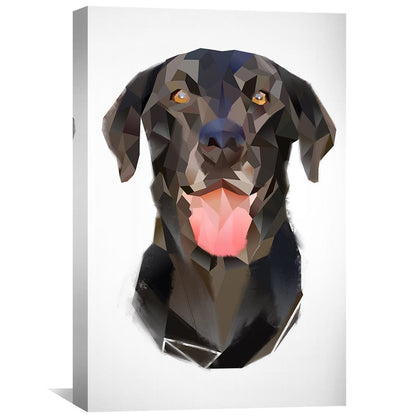 Polygonal Black Dog Oil Painting for Modern Home Decor