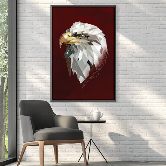 Stunning Low Poly Eagle Oil Painting on Dark Canvas for Modern Home Decor