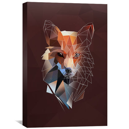 Abstract Low Poly Fox Artwork on Dark Canvas for Modern Home Decor