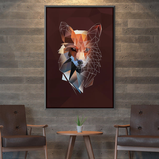 Abstract Low Poly Fox Artwork on Dark Canvas for Modern Home Decor