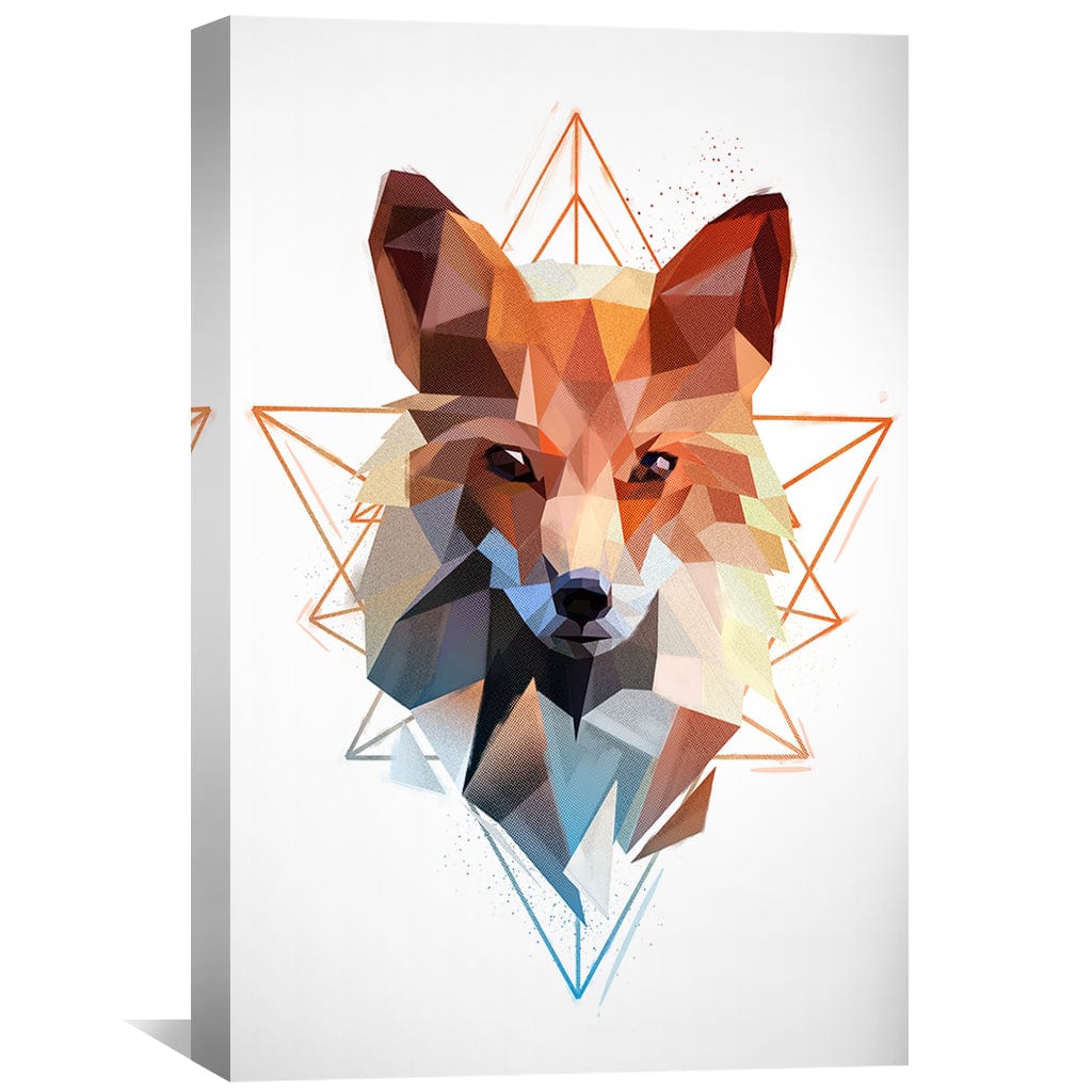 Geometric Fox Art Print - Modern Low Poly Canvas for Unique Home Decor