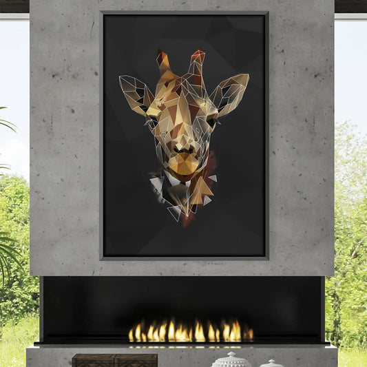 Geometric Giraffe Art on Dark Canvas - Modern Oil Painting for Unique Home Decor
