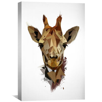 Stylish Low Poly Giraffe Oil Painting for Modern Home Decor