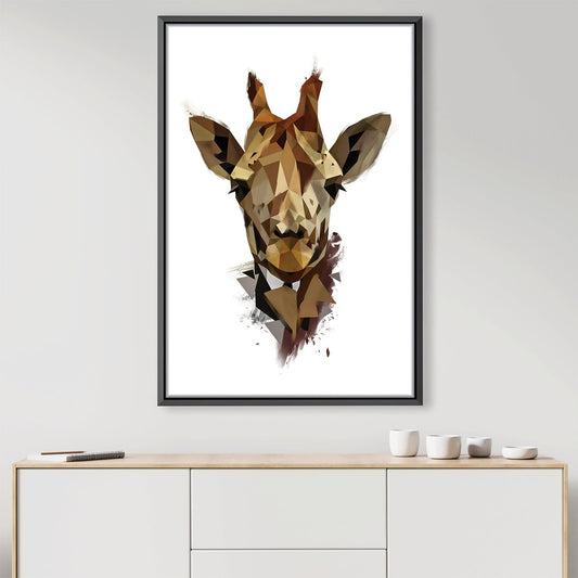 Stylish Low Poly Giraffe Oil Painting for Modern Home Decor