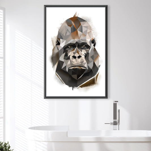Geometric Gorilla Oil Painting for Modern Home Decor and Art Lovers