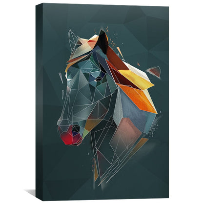 Stylish Low Poly Horse Art on Dark Canvas for Modern Home Decor