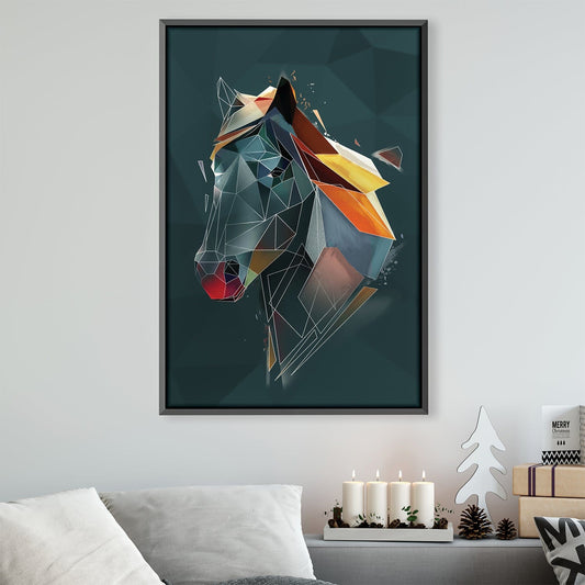 Stylish Low Poly Horse Art on Dark Canvas for Modern Home Decor