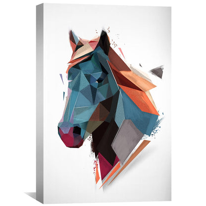 Abstract Low Poly Horse Art – Colorful Modern Canvas Painting for Unique Decor