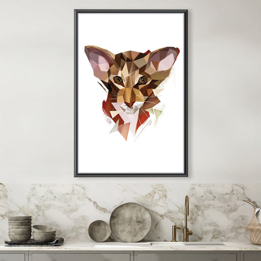 Geometric Oriental Cat Oil Painting for Modern Home Décor