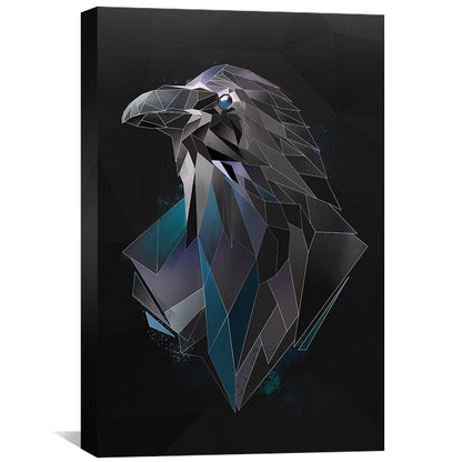 Stylish Low Poly Raven Wall Art on Dark Canvas for Modern Home Decor