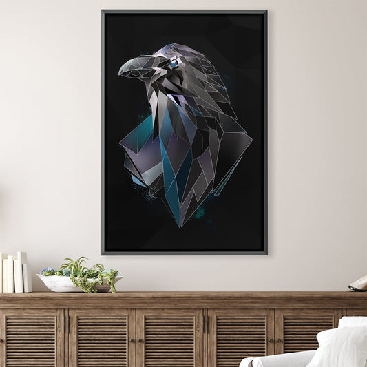 Stylish Low Poly Raven Wall Art on Dark Canvas for Modern Home Decor