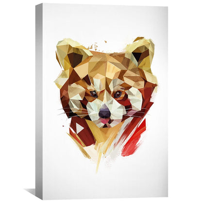 Abstract Low Poly Red Panda Oil Painting for Modern Home Décor