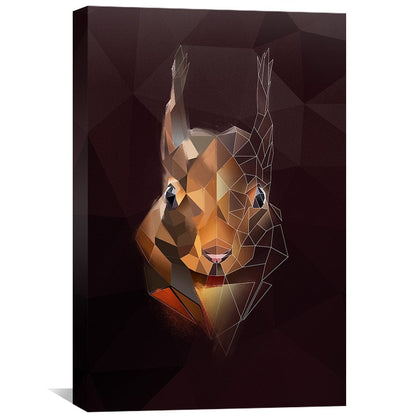 Geometric Squirrel Portrait on Dark Canvas - Modern Art for Home Decor