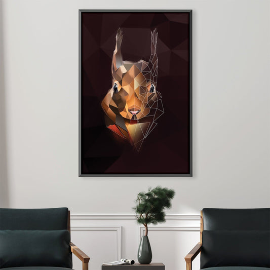 Geometric Squirrel Portrait on Dark Canvas - Modern Art for Home Decor