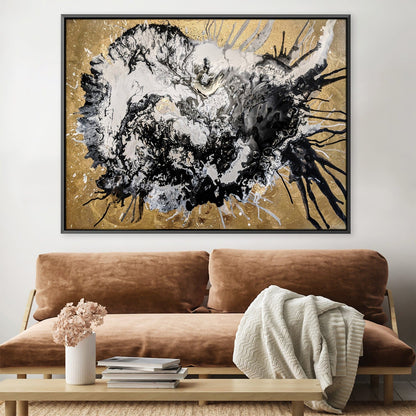 Abstract Gold and Black Oil Painting for Modern Home Decor