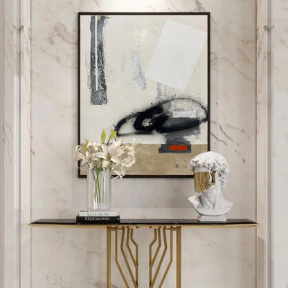 Contemporary Brown and White Abstract Oil Painting for Modern Home Decor