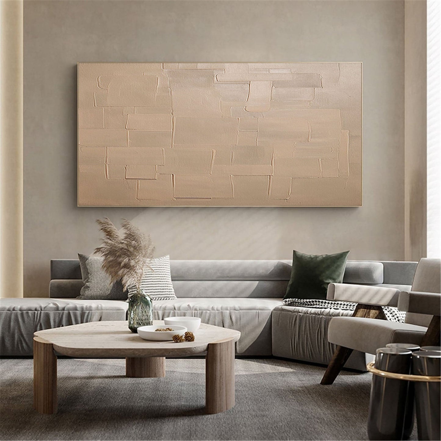 Neutral Tones Abstract Oil Painting for Modern Home Décor