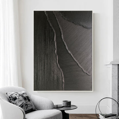 Elegant Black Minimalist Abstract Oil Painting for Modern Home Décor