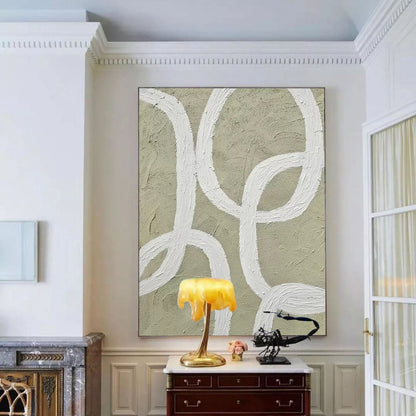 Contemporary Minimalist Line Art Oil Painting for Modern Home Decor