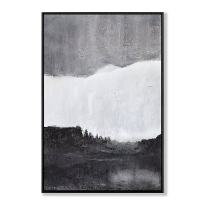 Abstract Monochrome Landscape Oil Painting for Elegant Home Décor