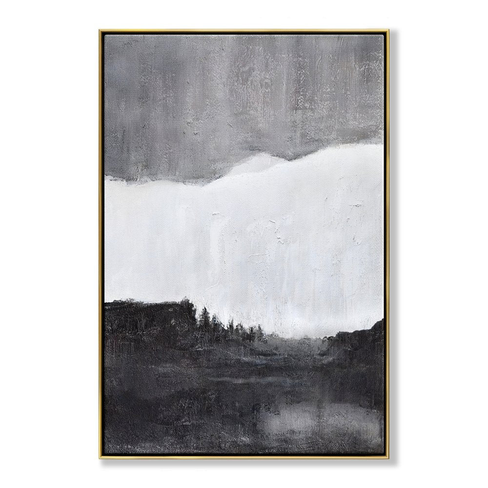 Abstract Monochrome Landscape Oil Painting for Elegant Home Décor
