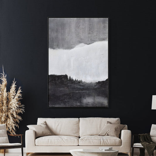 Abstract Monochrome Landscape Oil Painting for Elegant Home Décor
