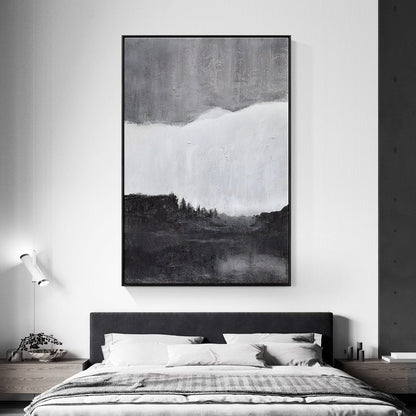 Abstract Monochrome Landscape Oil Painting for Elegant Home Décor