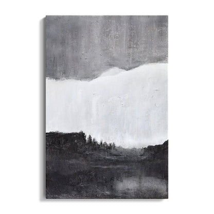 Abstract Monochrome Landscape Oil Painting for Elegant Home Décor