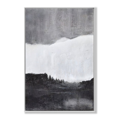 Abstract Monochrome Landscape Oil Painting for Elegant Home Décor