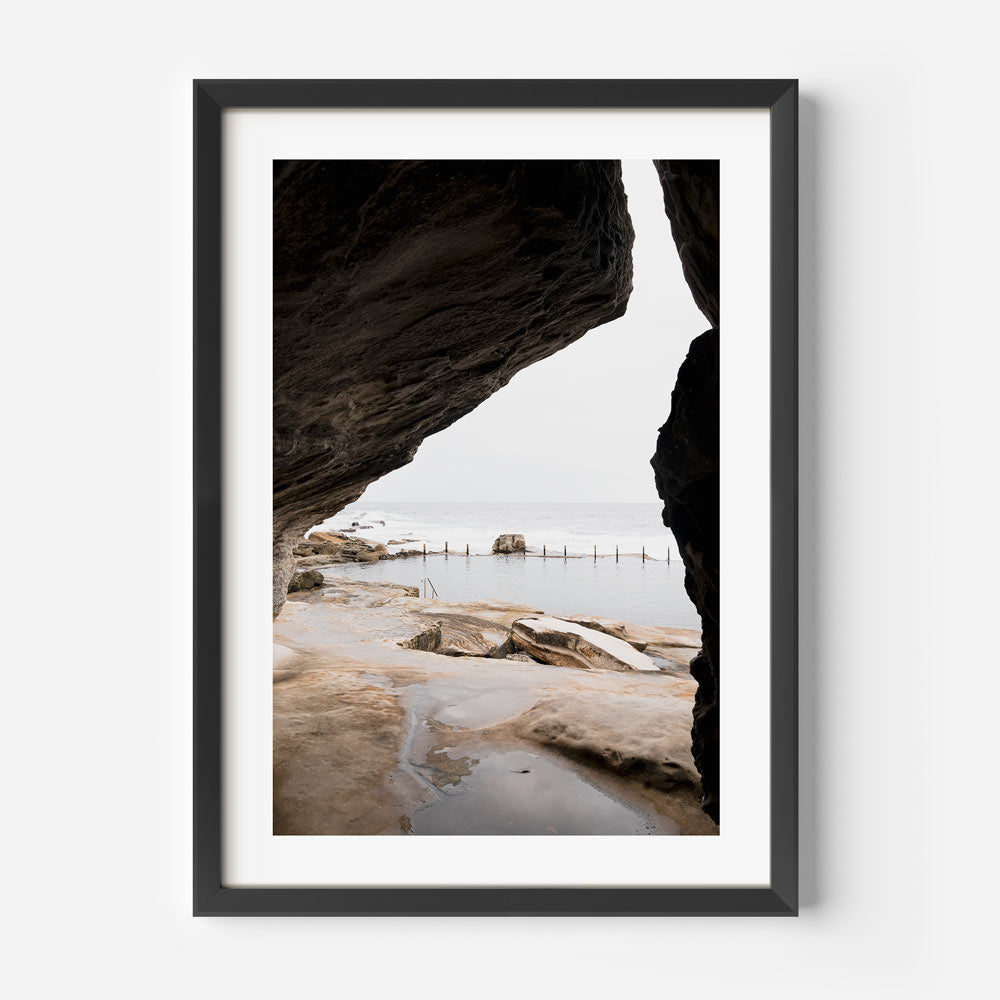 Tranquil Coastal View: Serene Oil Painting of Mahon Pool and Rocky Shoreline